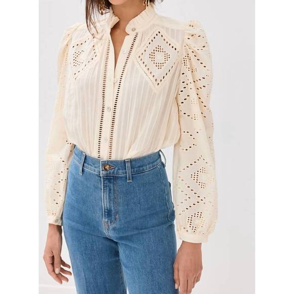ALIX OF BOHEMIA Tops - NEW ALIX OF BOHEMIA annabel pearl eyelet shirt in ivory